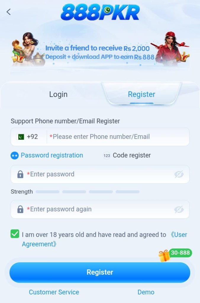 888PKR Register